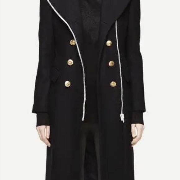 RAG & BONE Sullivan Shearling Collar Double Breasted Wool Coat Zip Jacket *SZ 8 - Picture 6 of 10